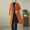 Abrigos de trinchera para mujer Estilo de invierno Retro Argyle Abrigos acolchados de algodón Longitud media Cortavientos Cálido Chaqueta de solapa con un solo botón Parkas 2023