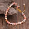 Charm Bracelets Natural Stone Beads Bracelet Thin Multi-Faceted Handmade Weave String Bangles For Women Adjustable Size