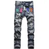 Zomer Punk Heren Jeans Gedrukt Katoenen Denim Broek Mode Stedelijke Mid Taille Casual Broek Voor Mannelijke Vaqueros de hombre232u