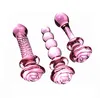 Vibratori Crystal Rose Pene Dildo di vetro Spina anale da uomo Perline G spot Masturbazione Espansore erotico Prodotti per giocattoli del sesso per adulti Prostata 230824