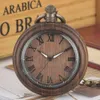 Relógios de bolso Luminosos Mãos Numerais Romanos Dial Pingente de Madeira Relógio de Bolso de Quartzo Vintage Elegante Caixa de Madeira Fob Cadeia Relógio de Bolso Masculino 230825