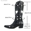 Heart Cowgirls 2022 Women Wesetrn Pointed For Cowboy Toe Floral Embroidery Chunky Heel Knee High Vintage Riding Boots T230824 345