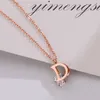 DesignerFashion collier lettre pendentif titane acier D lettre Zircon collier or rose mode courte chaîne de clavicule chaîne de clavicule cadeau d'anniversaire