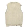 Men's Sweaters LACIBLE Streetwear Harajuku Knitted Vest Cut Hem Sleeveless Pullover Loose Casual Sweater Vest Tank Tops Men Women Spring 230824