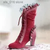 Steampunk High Sexy Leather Suede Vintage Heel Autumn Winter Shoes Women Lace Up Cosplay Boots HVT373 T230824 141