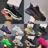 2023 Triple S Sneakers Designer Casual Shoes Luxury Brand Mens Womens Platform Beige Clear Sole Cherry Blossom Pow Pink Neon Green Black Red Sports Loafers Trainers