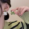 Boucles d'oreilles à clous Gardenia, 1 paire, asymétriques, à la mode, bijoux en tissu, cadeau pour filles