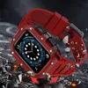 Processus de forgeage en fibre de carbone en verre Kit de modification de boîtier de bracelet de bracelet de bracelet de bande de couverture adapté au bracelet de montre pour Apple Watch Series 4 5 6 7 8 SE iWatch 42/45 mm 40/41 mm