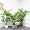 Decorative Flowers 120-160CM Nearly Natural Plants Home Decoration Ombre Kwai Bonsai Artificial Washington Palm Green Tree With Cement Pot
