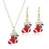 Dangle Oorbellen Legering Kerstsokken Strass en ketting voor dames Sieradensets