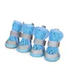 Buty ochronne dla zwierząt domowych 4PCS Antiskid Dog Refleksyjne letnie buty dla zwierząt domowych dla małych średnich psów Puppy koty na zewnątrz oddychające sandały siatki 230825