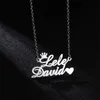 Pendant Necklaces Personalized Stainless Steel Custom Double Name Crown Love Necklace For Women Gold Choker Gift 230825