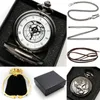 Montres de poche Vintage élégant montre à Quartz avec chaîne Fob collier pochette sac boîte-cadeau année cadeau de noël horloge