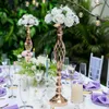 10 pçs metal ouro castiçais estrada chumbo pilar castiçal mesa peça central suporte para casamento candelabros flores vasos hkd230825