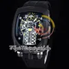 Bugatti Chiron Tourbillon Autoamtic Mens Watch 16シリンダーエンジンスケルトンダイヤルブラックPVDスチールケースラバーストラップスーパーエディションEternity Watches Bu200.21.ae.ab.a