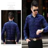 Herrklänningskjortor Silk Mens vevlet Floral Shirt Se genom Summer Long Sleeve Social Male Business Casual Soft Thin2023