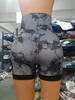 Damenhosen, Shorts, 2023, Sommermode, Batikdruck, Bauchkontrolle, Po-Lifting, Taschendesign, lässig, dünn, über dem Knie, aktiv 230825