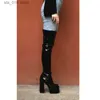 Mstacchi dij dames glinsteren octrooi lederen platform sexy solid color hakken schoenen dames high boots t230824 09cd9 s