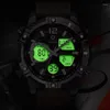 Wristwatches Fashion Multifunction Men Wristwatch Electronic Lighting Swim Water Resistant Watch Round Leather Clock Trending Products 2023