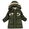 Daunenmantel Herbst Winter verdicken warme Kinderjacke neue Mode Brief mit Kapuze Reißverschluss Jungen Mantel 5 6 7 8 9 10 Jahre Kinder Oberbekleidung Kleidung x0825