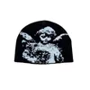 Beanie / Skull Caps Moda Chapéu de Inverno de Malha para Mulheres Leve Dobrável Mantenha Quente À Prova de Vento Ciclismo Chapéus Y2K Beanies Chapéu Acessório de Rua Gótico L0825