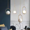 Modern LED Round Glass Ball Pendant Lights Iron E14 Pendant Lamps Hanging Light Fixture for Living Bedroom Dining Room HKD230825