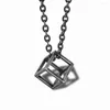Подвесные ожерелья Полово кубическое ожерелье для мужчин женщины из нержавеющей стали серебряного цвета геометрические квадратные аксессуары
