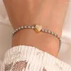 Link Bracelets Simple Luxury Crystal Gold Color Heart Star Women's Bracelet Sweet Cute Girl Student Chain Friend Jewelry Gift