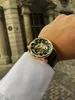 Wristwatches Forsining 3d Design Hollow Engraving Black Gold Case Leather Skeleton Mechanical Watches Men Luxury Brand Heren Horloge 230824
