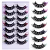 Thick Natural Fluffy Colored Fake Eyelashes Extensions Wispy Soft Handmade Reusable Multilayer 3D Mink False Lashes with Color Full Strip Eyelash