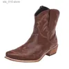 Bottes Casual automne hiver Western Cowboy bottines femmes serpent en cuir Cowgirl chaussons courts cosaques botas talons hauts chaussures T230824