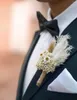 Dekorativa blommor bröllop groomsmen knapphål pampas gräs brudtärna blomma födelsedagstårta bord dekor mini torkad bukett boutonnieres