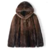 Men's Fur Luxury Winter Warm Faux Coat Men Hooded Thick Jacket Plus Size Zipper Designer Clothing Slim