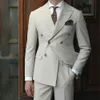 Herrenanzüge Blazer 2023 Herren Zweireiher Beige Anzug für Mann Revers Blazer Jacke Hose 2 Stück formelles Kostüm Homme Handsome 230824