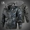 Herrjackor män vinter huva läderjacka mode kamouflage motorcykel pu retro casual mens rockar 2023 hög kvalitet outwear 230824