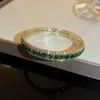 Bracciale rigido alla moda verde zirconi cubici bracciale geometrico cubo polsini per le donne designer gioielli regalo accessori per feste