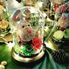 Fleurs décoratives décor de noël cerf et séché dans un dôme de verre 2023 cadeau créatif pour la saint-valentin jolis animaux ornement de fleur éternelle