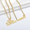 Hanger Kettingen Diamon Aangepaste Mode Roestvrij Stalen Naam Ketting Gepersonaliseerde Brief Goud Kleur NK Ketting Naambord Cadeau 230825