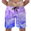 Mäns shorts Summer Board Triangle Two Tone Sports Blue and Purple Graphic Beach Short Pants Roliga snabba torra stammar plus storlek