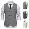 Gilets pour hommes costume gilet double boucle décontracté plaid formel affaires banlieue manteau fête de mariage marié homme