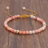 Charm Bracelets Natural Stone Beads Bracelet Thin Multi-Faceted Handmade Weave String Bangles For Women Adjustable Size