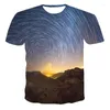 Men's T Shirts Summer 3D Universe Starry Men T-shirt Fashion Handsome Print T-shirts Trend Breathable Harajuku Night View Graphic Top