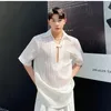 T-shirts pour hommes T-shirt à manches courtes à carreaux d'été Mode coréenne Sexy T-shirt à col en V profond Lâche surdimensionné Streetwear Tee Tops Hommes Vêtements