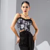 Stage Wear Sleeveless Latin Dance Tops Printing Practice Clothes Rumba Samba Performance Women Ballroom Costume YS4216