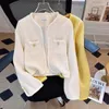 Vestes Femmes Parfumé Blanc Jaune Tweed Veste Femmes Mode Coréenne Élégant Manteaux Courts Automne Jaqueta