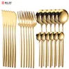 Plats Assiettes 24 pièces ensemble de vaisselle en or vaisselle en acier inoxydable couteau fourchette cuillère couverts de luxe boîte-cadeau couverts ustensiles pour la cuisine 230825