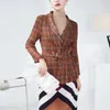 Giacche da donna Giacca da abito scozzese spessa autunno e inverno Top retrò allentato casual tutto-abbinamento di fascia alta da donna