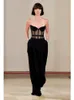 Women's Tanks Camis Sexy Lace Strapless Bodycon Bodysuit Elegant Women Black Mesh Patchwork Slim Celebrity Party Runway Club 230825