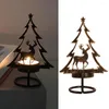 Castiçais de chá luz decorações de natal árvore de metal e suporte de mesa de rena Tealight Centerpiece Display