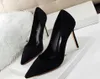 New Simple Slim Heel High Heel Shallow Mouth Pointed Suede Sexy Slim Professional OL Women's Singles Size 34-43